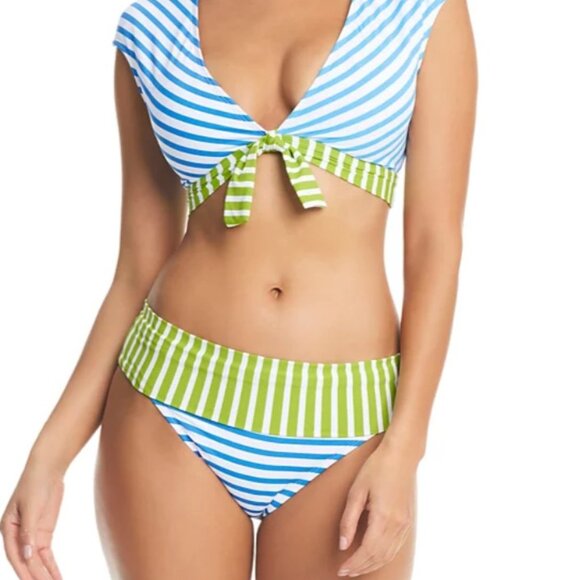 Bleu by Rod Beattie Striped Fold-Over Bikini Bottoms - Size: 12 - NWT - Picture 3 of 12